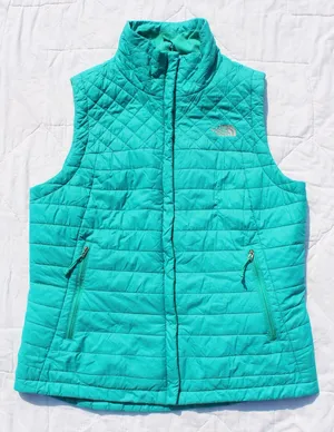 The North Face Vest Women's Large Puffer Quilted Green Blue thumbnail 1