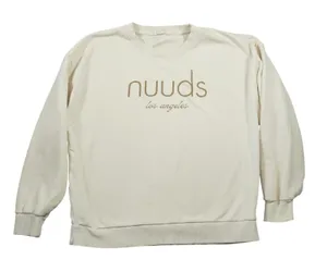 Nuuds Los Angeles Size XL Crewneck Sweatshirt Cream‎ Bone Fleece Pullover Lounge thumbnail 1