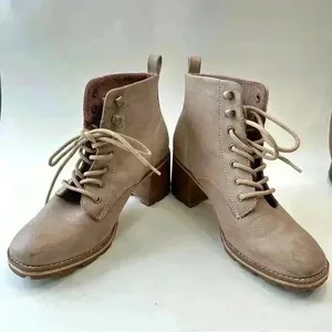 Korks Chelsea Lace-Up Leather Heeled Bootie Boots‎ Women’s Shoes Size 6 Brown thumbnail 7