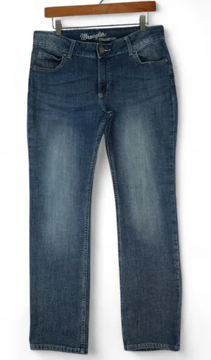 Wrangler Jeans Womens 11/32 Blue Denim Mid‎ RIse Straight Leg Western Stretch thumbnail 1