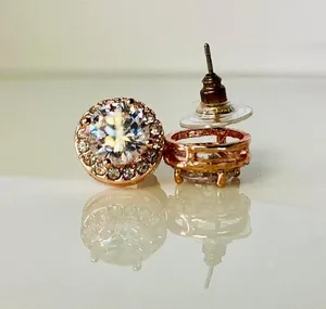 Crystal Stud Earrings Gold thumbnail 2