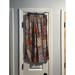 Christian Siriano Wide Leg Pants Womens L Multi Patchwork Paisley Boho Breezy thumbnail 4