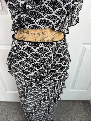 Thirty/Thirty LA Black Mesh Two Piece Maxi Skirt Crop Top Set Sz M NWOT thumbnail 5