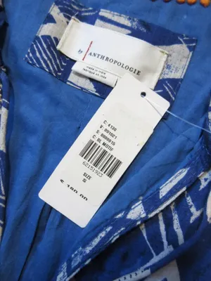 NWT Anthropologie Tiered Abstract Maxi in Blue Patterned Cotton Dress S thumbnail 9
