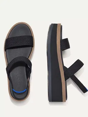 Rothy's The Lightweight Wedge Sandals, Black, Size 10.5, NWT No box thumbnail 4