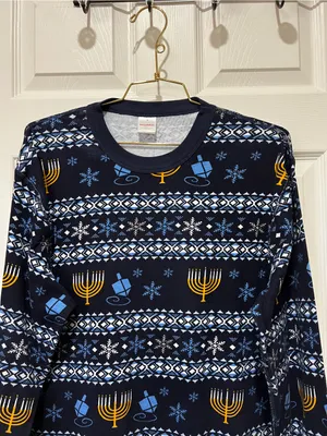 Hanna Andersson Hanukkah Themed Pajama Top 100% Organic Cotton Size XL Navy Blue thumbnail 3