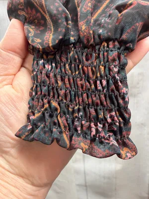 Allison Joy NWT Alexis Black Rust Pine Paisley Print Smocked Waist Midi Dress thumbnail 4