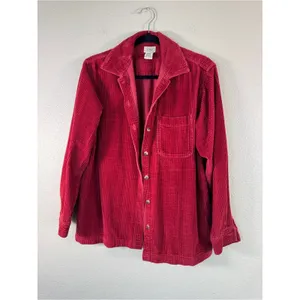 LL Bean Red Corduroy Shirt Jacket Shacket Womens S Casual Classic Cotton Fall thumbnail 9