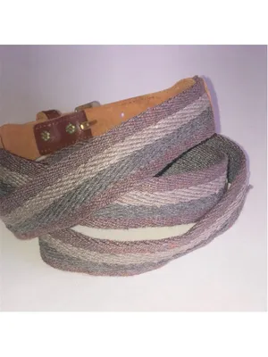 Brown Vintage Leather-Trim Woven Belt thumbnail 3