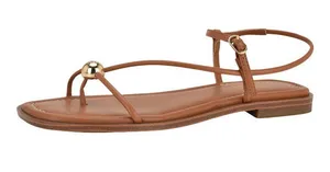 NWT Tommy Hilfiger Womens Taras Strappy Flats Sandals Medium Natural Brown 7.5M thumbnail 1