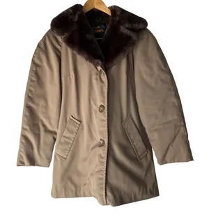 Vintage Bauer Down Blizzard Proof Parka Tan Faux Fur Collar Coat Made in USA thumbnail 1