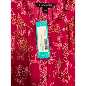 41 Hawthorn‎ Prinsloo Ruffle Detail Blouse Magenta Floral Summer Casual Beach thumbnail 4