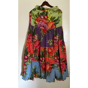 Farm Rio for Anthropologie Floral Tiered Swiss Dot Maxi Skirt Size XS thumbnail 2
