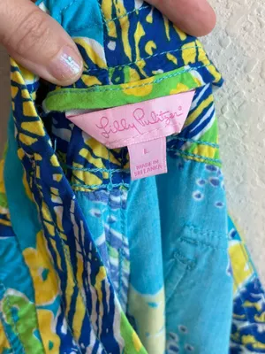 Lilly Pulitzer Turquoise Blue Palazzo Pants Size Large thumbnail 6