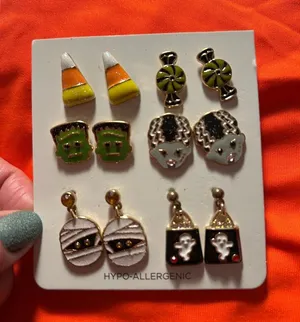 New Halloween Stud Earring Set Frankenstein Bride of Frank Mummy Ghosts Candy thumbnail 1
