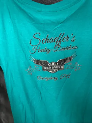 Schaffer’s Harley-Davidson Teal Graphic Short Sleeve Tee size small thumbnail 4