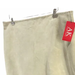 Vintage Anne Klein Suede Skirt 14 Beige Leather Whipstitch Boho Western Classic thumbnail 3