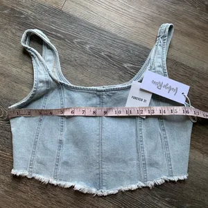 NWT Indigo Rein Forever 21 Light Blue Denim Tank Top S thumbnail 5