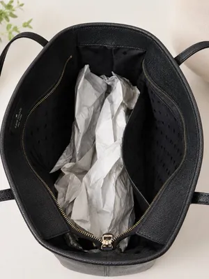 Kate Spade Black Leather Large Shoulder Tote Pinmount Logo NWT thumbnail 3