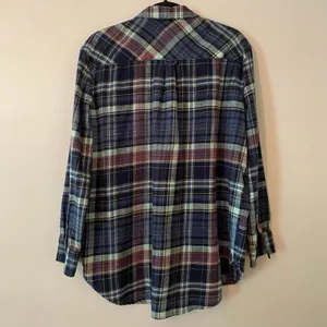 Aerie Blue Purple Plaid Button Down Shirt Western Boho Loungewear Women Medium thumbnail 6