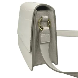 JW Pei Women's White Leather Croc Snap The Fae Crossbody Handbag One Size thumbnail 2