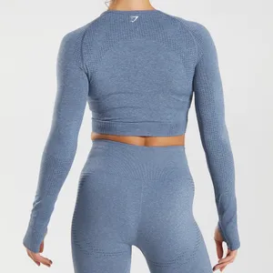 Gymshark Vital Seamless 2.0 Long Sleeve Crop Top Blue Heather Women’s M thumbnail 2