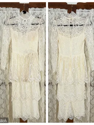 Pretty Vintage 90s Jessica McClintock Tea Length Lace Wedding Dress thumbnail 2