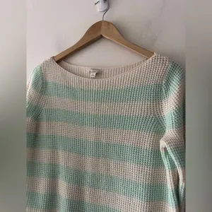 Gap White and Aqua Blue‎ Stripe Wool Blend Sweater thumbnail 2
