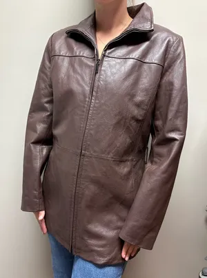 Brown Leather Jacket Size M thumbnail 1