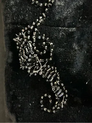Walborg Handmade Black Beaded Velvet Foldover Clutch thumbnail 8