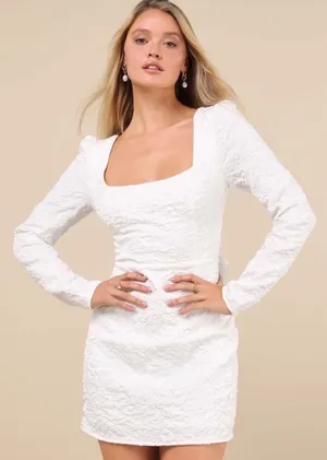 Lulus Jacquard Bow Mini Dress thumbnail 1