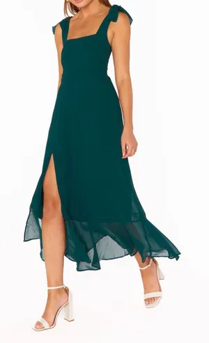NWT Show Me Your Mumu Claire Midi Dress Emerald Chiffon Size XS thumbnail 1