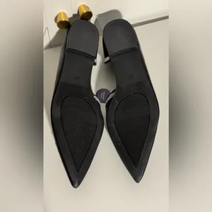 Apt 9 Emmalyn Black cutout pointy retro silver rope bow ballerina flats shoes thumbnail 7