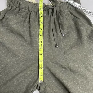 NWT Max Studio Women's Cropped Wide Leg Trousers XS Pull-on linen blend olive thumbnail 10