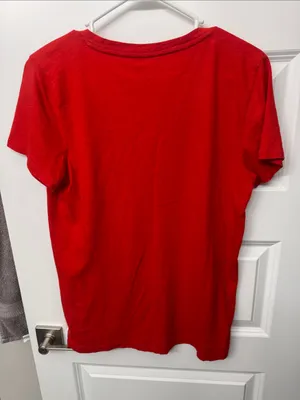 J. Crew Bright Red V-Neck Slub Cotton Tee thumbnail 3