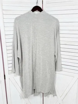 Donni Anthropologie Ribbed Knit Draped Kimono Cardigan Grey One Size Lagenlook thumbnail 9