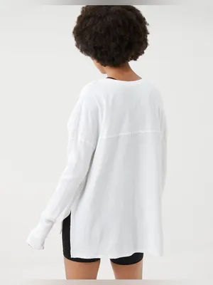 Aerie Offline Wow! Waffle Henley T-Shirt in White Size XS New with tags thumbnail 5