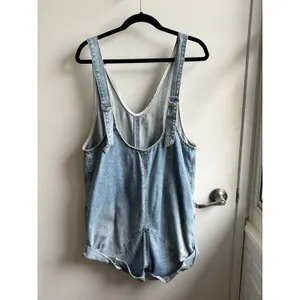 Free People We The Free High Roller Shortall Denim Romper XS‎ boho oversized thumbnail 3