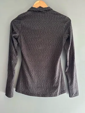 REI black & gray quarter zip long sleeve sweater thumbnail 7