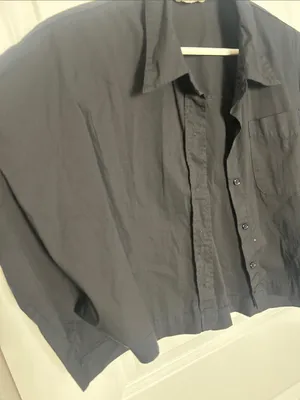 Elan Black Cropped Button-Up Shirt thumbnail 2