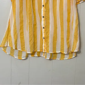 Free People We The Free Float Away Shirt Yellow White Stripe Button Down NWT XS thumbnail 4