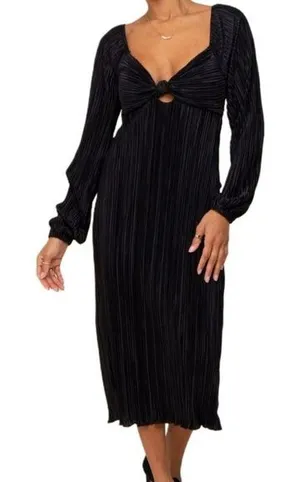 ARULA Cut Out Long Sleeve Black Midi Dress Size XL NWT thumbnail 1