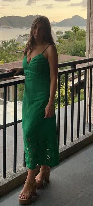 Palm Tree Green Dress maxi Size M thumbnail 1