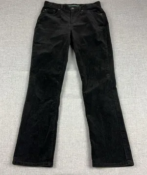 Lauren Ralph Lauren Corduroy Pants Womens 4P Black Petite Stretch Bootcut LRL thumbnail 1