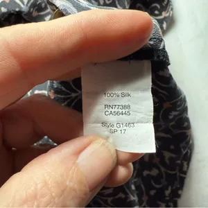 Madewell 100% Silk Blouse Large Black Floral Peasant Cottagecore Ruffle Sleeve thumbnail 6