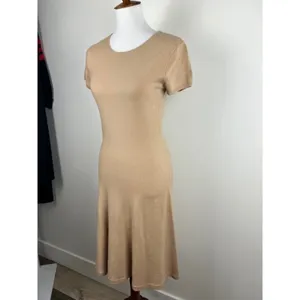 Ralph Lauren Cashmere Blend Short Sleeve Knit Sweater Dress Camel Tan M thumbnail 13