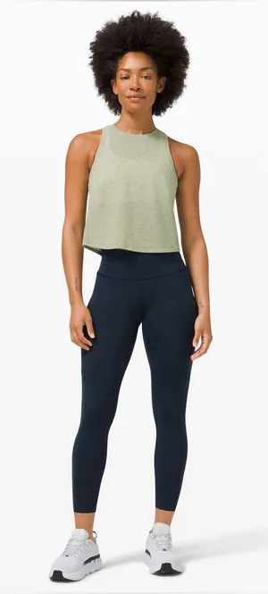 Lululemon Run and Train Racerback Tank Heathered Rosemary Green $58 MSRP thumbnail 1