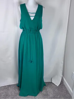 JACK by BB Dakota Emerald Green Maxi Dress M Strappy Slit front thumbnail 3