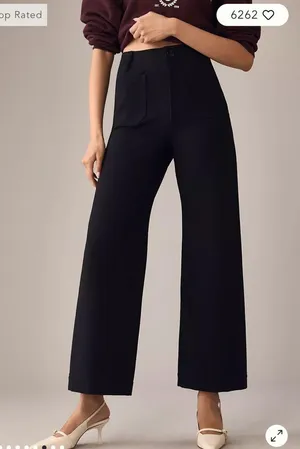 Anthropologie Maeve Colette Ponte Crop Wide-Leg Black Pants thumbnail 2