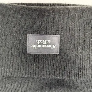 Abercrombie & Fitch Logo Patch Knit Beanie Hat Black Ribbed Women One Size thumbnail 2